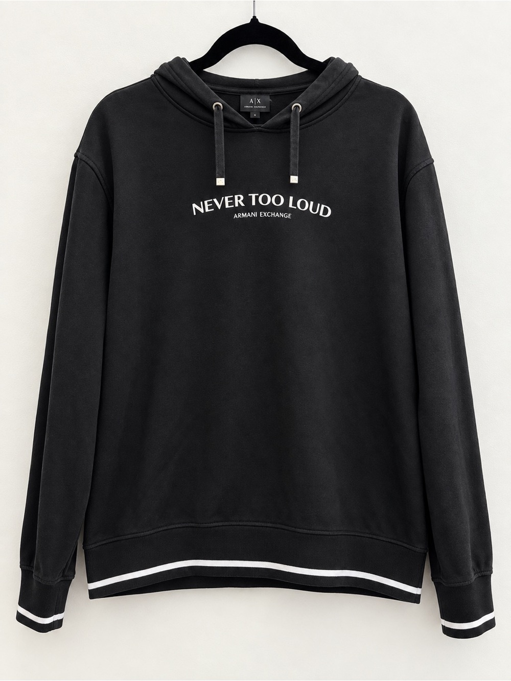 Armani Exchange Men’s Black 'Never Too Loud' Hoodie
